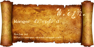 Wanger Árpád névjegykártya