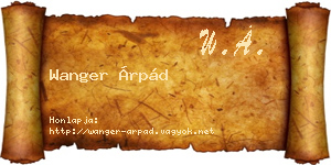 Wanger Árpád névjegykártya